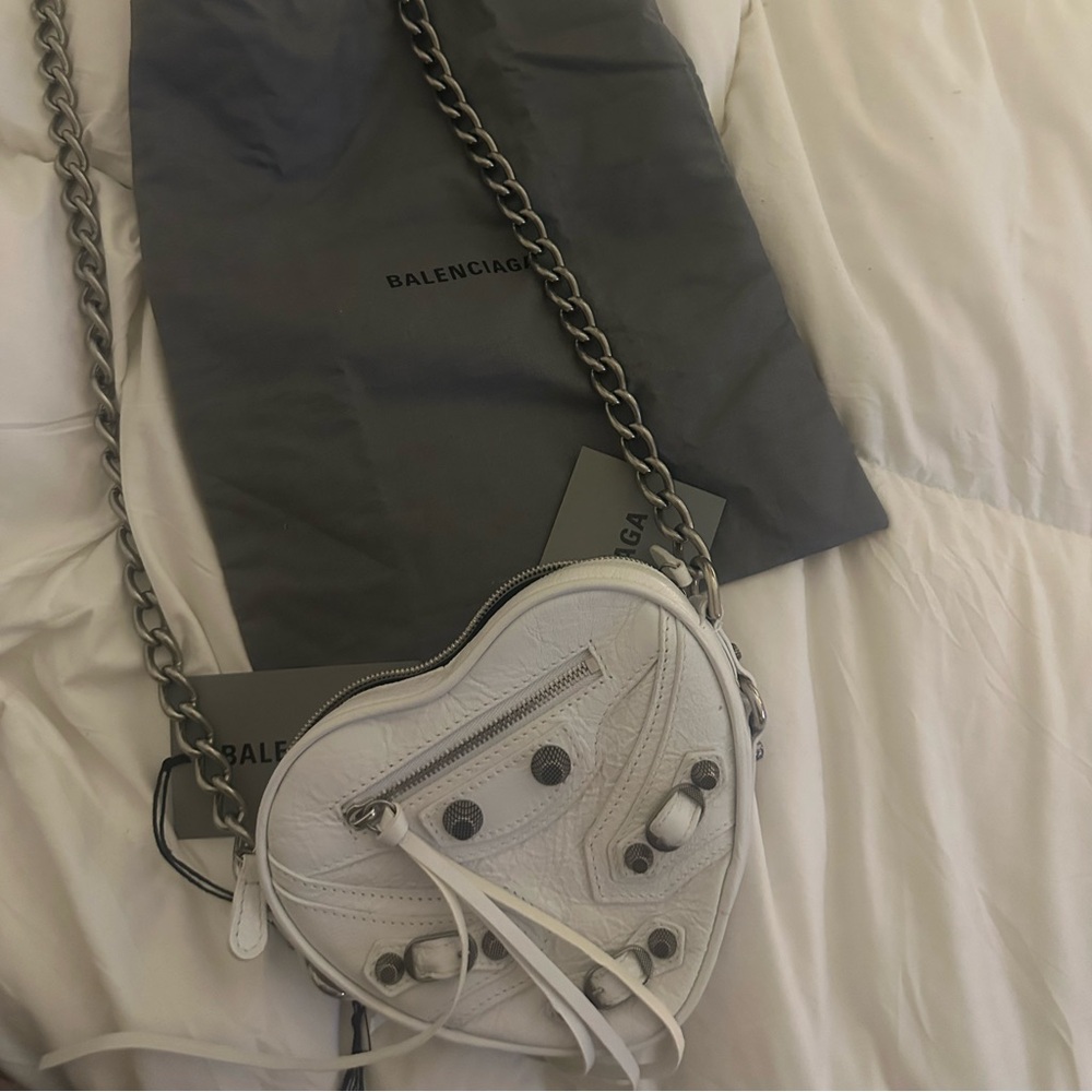 Balenciaga White Heart-Shaped Shoulder Bag